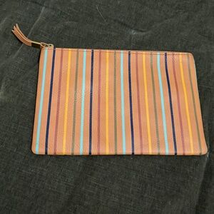 Striped Leather Pouch/Wallet/Clutch